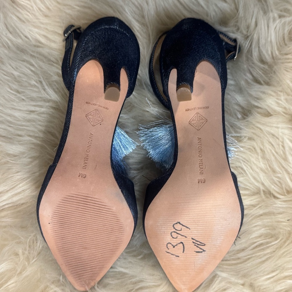 ANTONIO MELANI Navy and Light Blue Tassel Heels - Picture 5 of 6